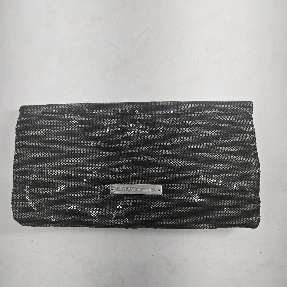 BCBG Black Sequin Clutch Purse Bag